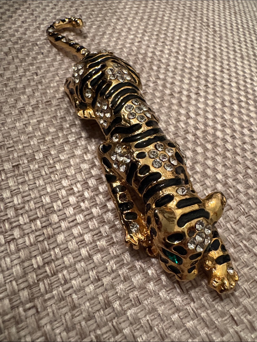 Gold and Black Crystal Shoulder Brooch